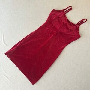 GB Red Velvet Cowl Neck‎ Bodycon Mini Dress Adjustable Straps Small GB7360STV